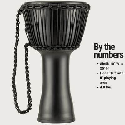 Meinl Percussion Djembe with Synthetic Shell, 10" Medium—Rope Tuned Black Goat Skin Head (PADJ4-M-G) image 6