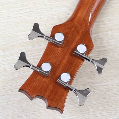 4 String Acoustic Electric Bass, Laminated Ash Wood Top Body, Okoume Neck image 10
