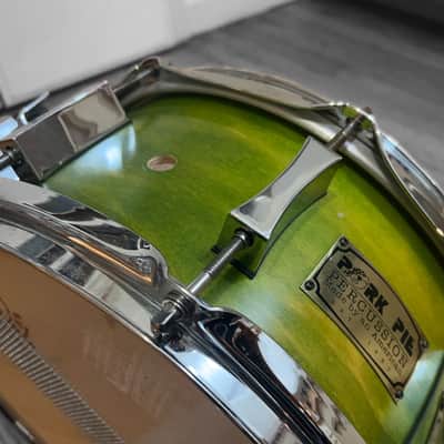 Pork Pie 5.5 x 12-inch Maple Snare in Transparent Green Finish (2003) image 12
