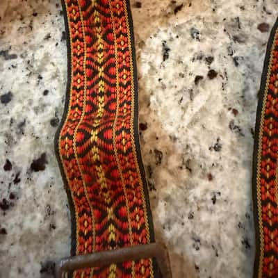Hootennanny Ace Style Strap Imperial Music Store 60s-70s - Orangy yellow image 8