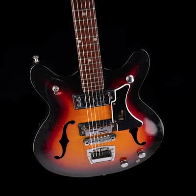 Vintage Wilson Semi-Hollow Electric Guitar Sunburst with Gig Bag image 3