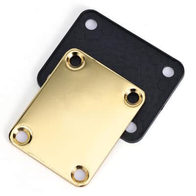 Guitar Neck Plate, 4 Holes NeckPlate Compatible for Electric Tele & Strat Guitar & Bass with Screws(Goldren) image 3