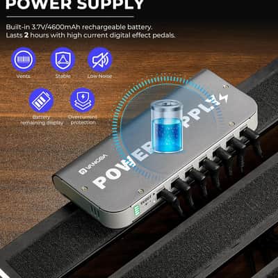 Guitar Pedal Power Supply Vangoa Built-in 3.7V/4600mAh Rechargeable Battery with Battery Indicator 7 Outputs(100mA,300mA) with USB Port Portable 9V Power Supply for Guitar Bass Effect Pedal Board image 5