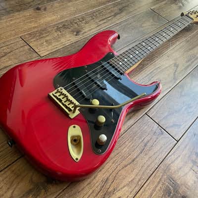 Vintage 1993 Charvel by Jackson CST-070 Super Strat Electric Guitar Active Pickups Transparent Red image 5