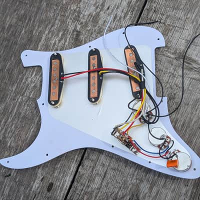 Tortoise - Cream Hot Texas Blues loaded alnico V SSS Stagger Poles pickguard complete kit wired. image 9
