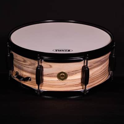 Tama 14"x 5.5" Woodworks Poplar Snare Drum, Zebra Wood Wrap image 2