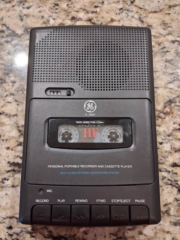 GE 3-5027A Cassette Recorder & TWO NEW CASSETTES! 2000s - Grey image 1