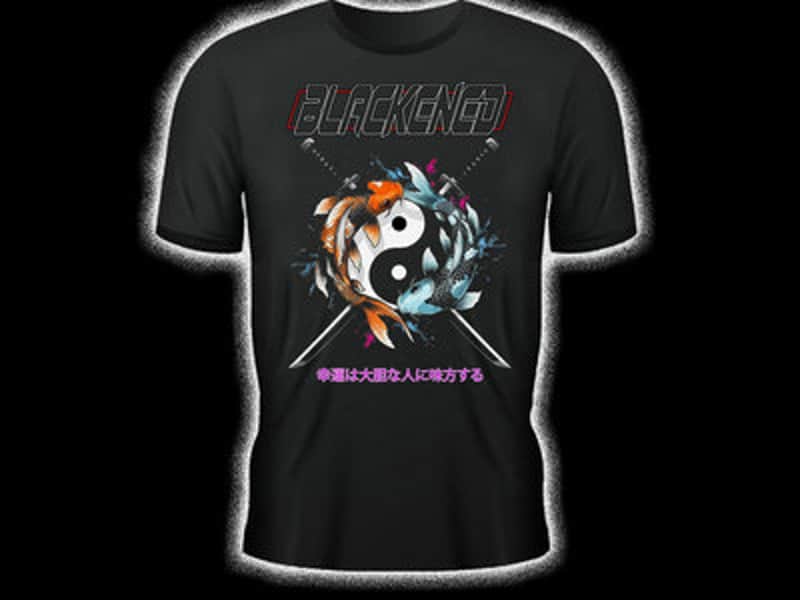 Blackened Koi Fish Tee Shirt 2024 - Black image 1