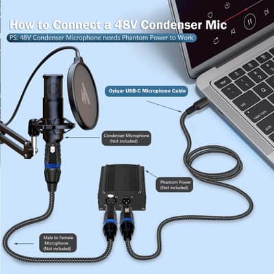 XLR to USB C Microphone Cable, 10FT USB Type-C to XLR Female Microphone Cable for Audio Recording Dynamic Microphone Compatible with iPhone15/15 Plus/15 Pro/15 Pro Max, MacBook, Smartphone image 3