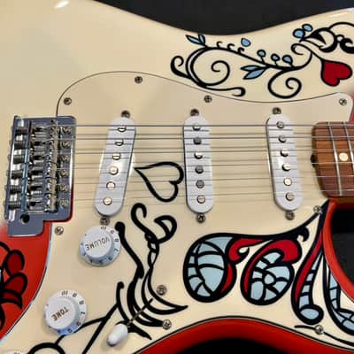Fender Limited Edition Jimi Hendrix Artist Series Signature Monterey Pop Festival Graphic Stratocaster 2017 Strat PF Pau Ferro Fingerboard Fretboard Beautiful Upgrade Custom Fender Case Velour with Candy! image 5