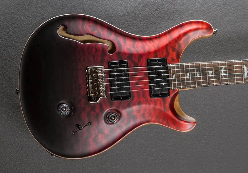 Paul Reed Smith Custom 24 Semi-Hollow Wood Library Limited - Fire Red to Gray Black Fade w/Korina image 1