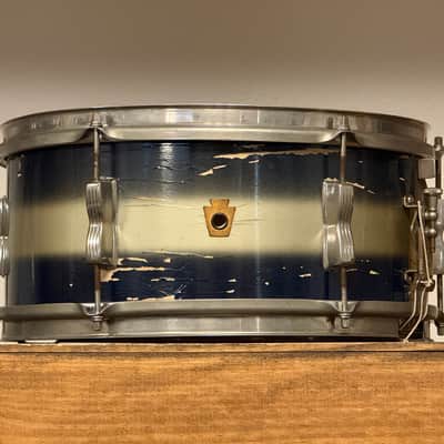 1950's WFL 6.5" x 14 Supreme Concert Model Blue & Silver Duco Snare Drum NOB Hoops image 2