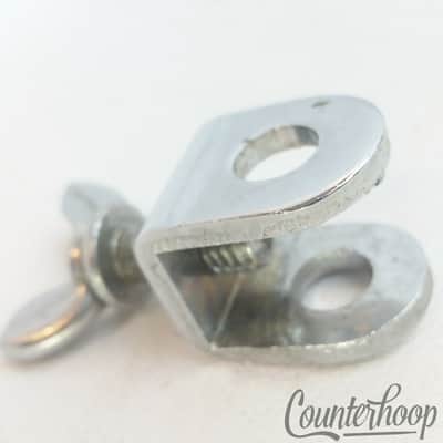 Ludwig Cowbell 3/8"Mounting Bracket Clamp+Wing-Screw Mount Chrome Vintage 60s image 2