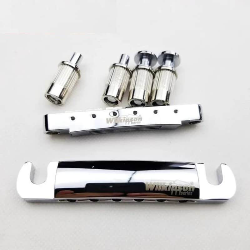 Wilkinson WOGT1 & WOGB2 Tune-O-Matic Bridge for LP Guitar (Bridge & Tailpiece) - Chrome (Fast Free US Shipping!) image 1