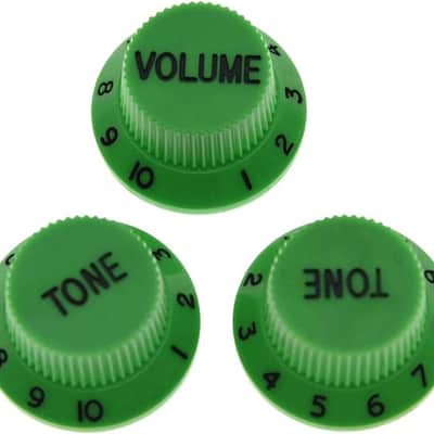 Set of 3 Green w/Black Number ST Strat Style Guitar Knob Volume Tone Knobs image 2