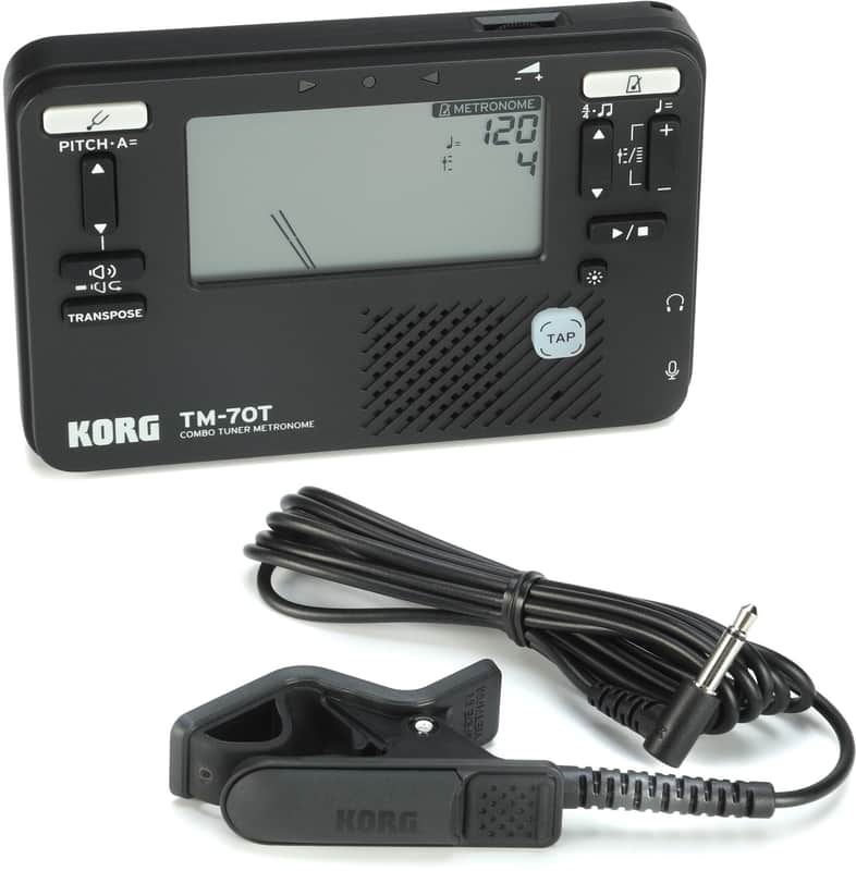 Korg TM-70C Tuner and Metronome with Contact Microphone - Black (2-pack) Bundle image 1