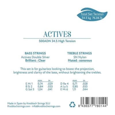 Strings for Classical Guitar Knobloch Actives 500 High Tension Double SN image 2