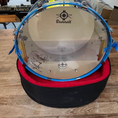 Dunnett  Classic 14” x 6.5” Carbo Steel Snare Drum – Cera Blue – Polished Chrome Hardware image 2