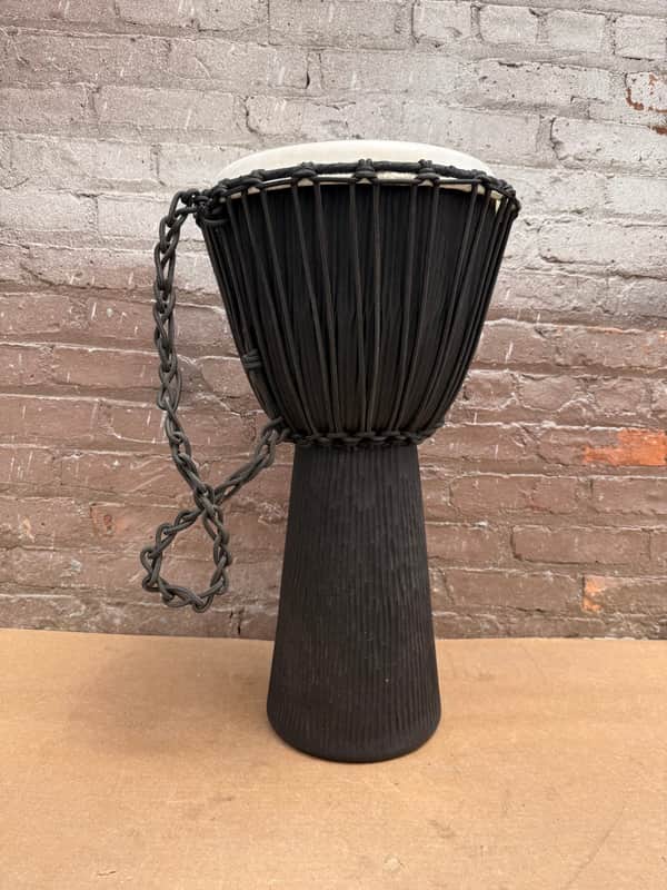 Schalloch Percussion Rope-Tuned Djembe Drum Black Finish Natural Skin Head image 1