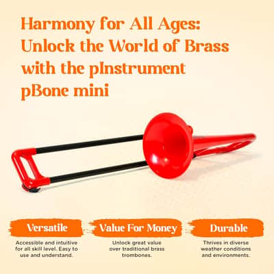pBone Plastic Kids pBone Mini Trombone - Mouthpiece and Carrying Bag- Lightweight Versatile, Comfortable Ergonomic Grip- Eb Authentic Sound for Student & Beginner- Durable ABS Construction- Blue image 11