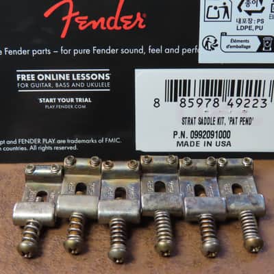 aged Fender Strat PAT PEND Stratocaster SADDLES kit PN 0992091000 USA vintage RELIC image 2