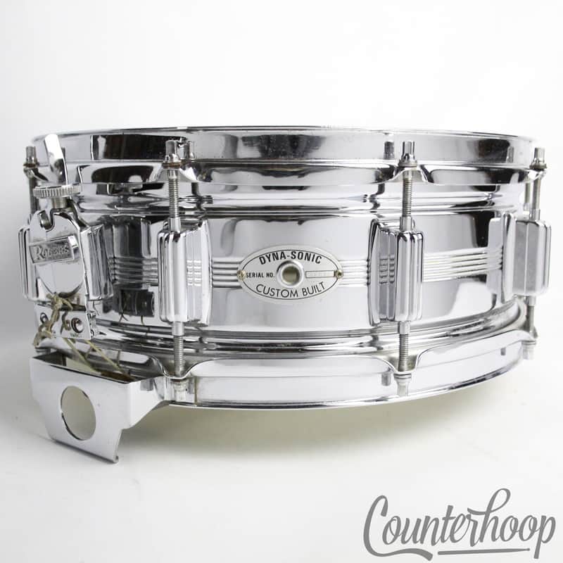 *Rogers Dynasonic 14x5"Snare Drum Brass COB 10Lug Vintage 70s 5-Line Script USA* image 1