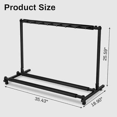 7 Multi Guitar Stand Rack with Folding Design, Multiple Guitars Stand, Portable Black Guitar Holder, Black Guitar Display Holder for Guitar & Bass, Studio & Home (7 Guitars) image 3