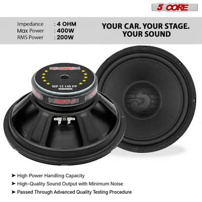 5 Core 12 Inch Car Woofer Audio Pair 400W 4Ohm Deep Bass Replacement Subwoofer for SUV Truck image 12