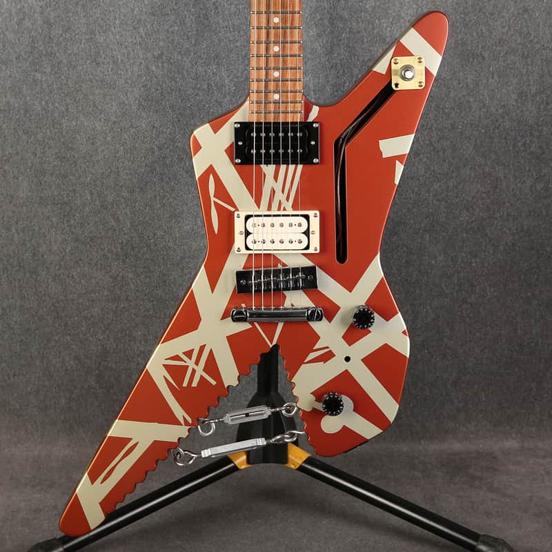 EVH Striped Series Shark Guitar - Burgundy with Silver Striped - 2nd Hand image 1