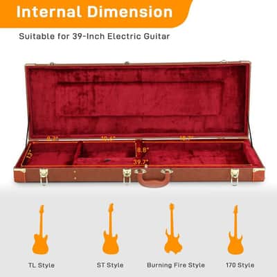 Cases Hard-Shell Pu Wood Case Fit Tl St 170 Electric Guitar With Lock Key image 2