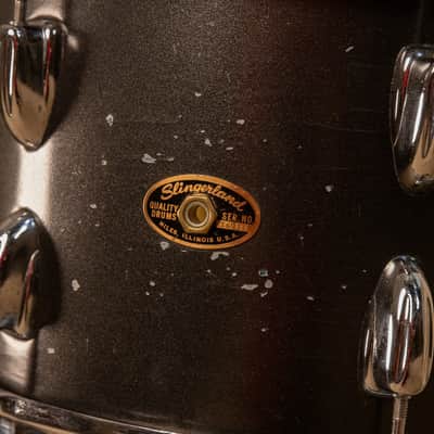 1960s Slingerland Metallic Black Drum Set 14x20 8x12 and 16x16 image 17