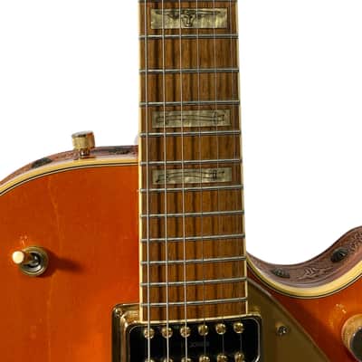 Gretsch Roundup 6121 2006 Orange w/ leather trim & upgraded TV Jones Filtertrons + Extra Bigsby Arm image 7