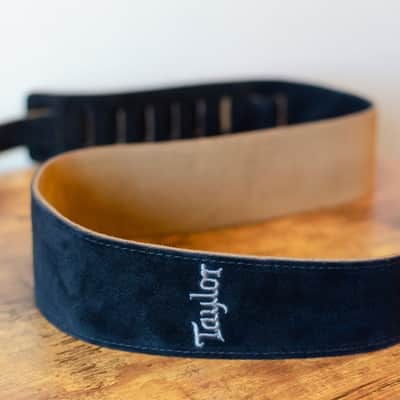 Taylor 2.5" Embroidered Suede Guitar Strap - Black image 4