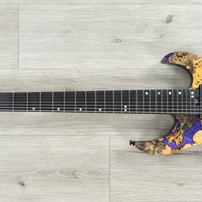 Legator Ninja X7 7-String Guitar, Buckeye Burl Top, EverTune Bridge, Royal Purple image 6