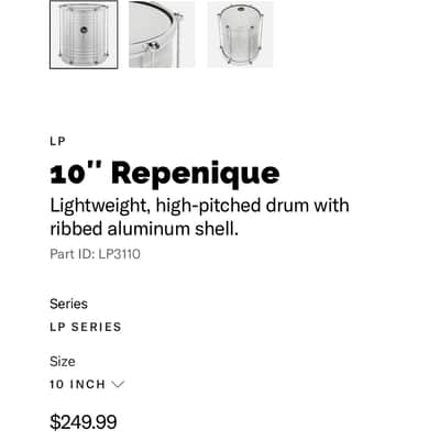 Latin Percussion LP3110 Samba Series 12x10" Aluminum Repinique 2010s - Aluminum image 6