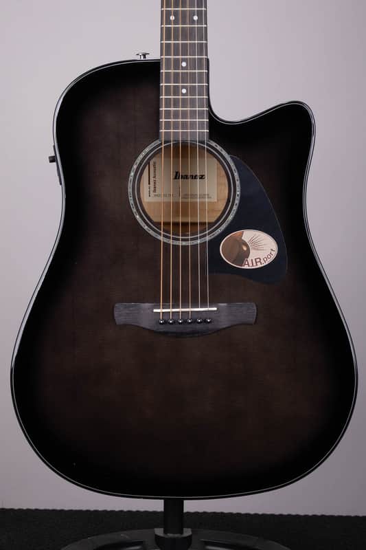 Ibanez AAD77CE Dreadnought Acoustic-Electric Guitar - Transparent Black Sunburst image 1