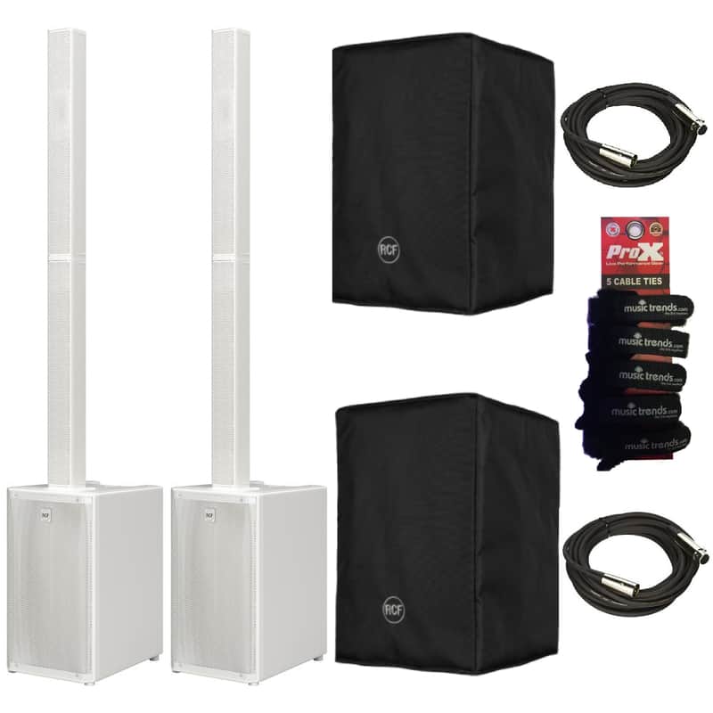 2xRCF EVOX J11 Active 3500w 12" Three-way Column Array White + 2x Covers + XLRs image 1