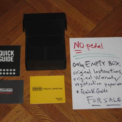 very lightly handled / mostly very clean MXR EMPTY BOX for M148 Micro Chorus Reissue (NO pedal) +original Instructions, original Warranty/Registration & MXR Quick Guide (2010s-2020s) BOX: black cardboard w/silver color MRX logo / LABELS yellow & black image 3