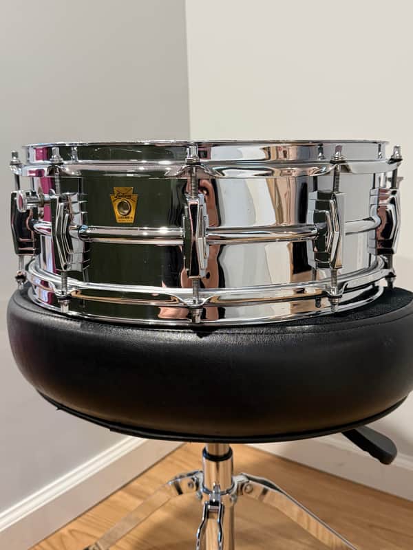 Ludwig No. 400 Super-Ludwig 5x14" 10-Lug Brass Snare Drum with Keystone Badge 1960 - 1963 - Chrome-Plated image 1