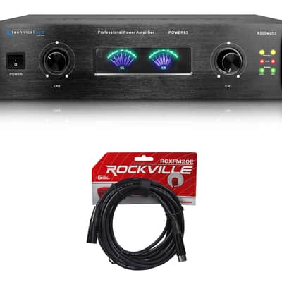 Technical Pro POWER65 6500W 2 Channel 2U Power Amplifier Amp + XLR Cable image 1
