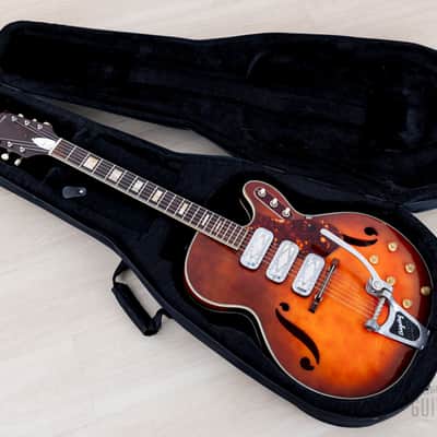 1965 Silvertone 1454 Vintage Hollowbody Electric Guitar, Harmony USA w/ DeArmond Gold Foils, Case image 21