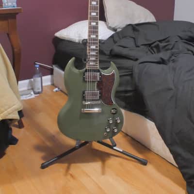 Gibson CME Exclusive SG Standard with T-Type Pickups, Tortoise Pickguard 2018 - Olive Drab image 1
