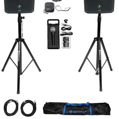 DJ Package w/2) Mackie Thrash212 GO 12" PA Speakers+Mic+Headphones+Stands+Cables image 1