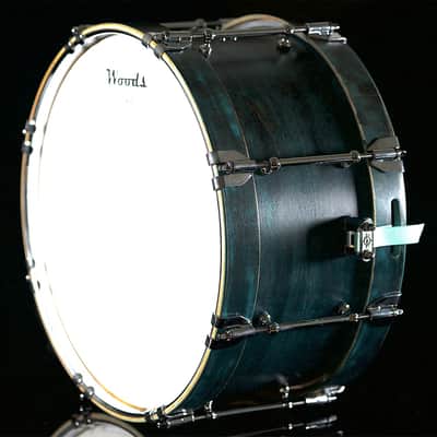 Woods Custom Drums - "Earthlings" Maple/Mahogany/Maple Snare Drum, 14” x 6.75" in Blue Lacquer image 2
