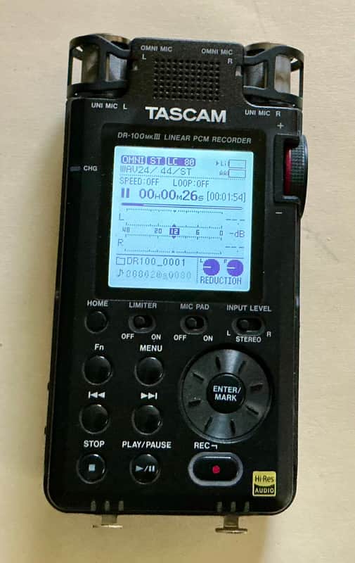 TASCAM DR-100mkIII Handheld Digital Stereo Recorder 2010s - Black image 1