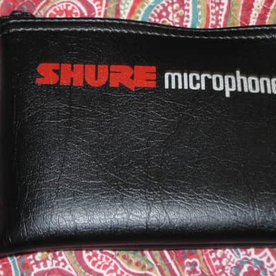 lightly used very clean 1980s Shure microphone pouch, outer areas are black vinyl with a very light reptile texture/appearance & one area has a red & silver graphic / inside is black / black zipper (NO microphone) 10 inches W, 4 & 1/2 inches H image 10