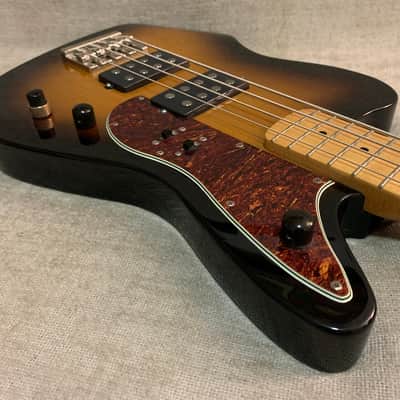 2012 Fender Pawn Shop Reverse Jaguar 32” Scale Bass Sunburst Upgraded Active Electronics & Coil Tap + TKL Case image 7