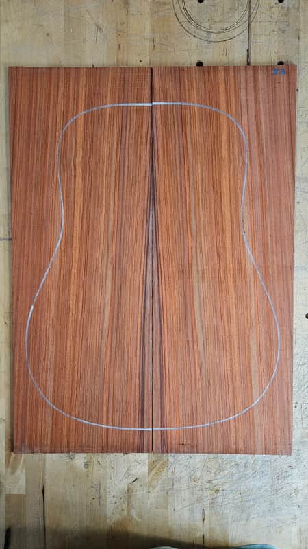 African Padauk - Bookmatched Acoustic Dreadnought Back and Sides 2015 image 1