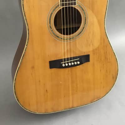 Vintage MIJ Canyon T40 Dreadnought Acoustic Guitar 1970s Natural Solid Spruce Top Martin D40 Style Axe image 4