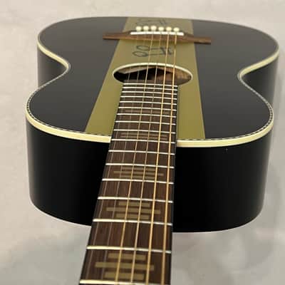 Recording King Series 7 RPS-7-NGB Limited-edition Steamboat Single 0 Acoustic Guitar - Black and Gold Satin image 11